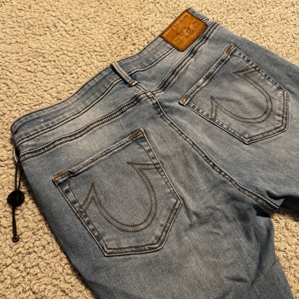 Two Toned True Religion Women’s Denim Jeans in Light Blue